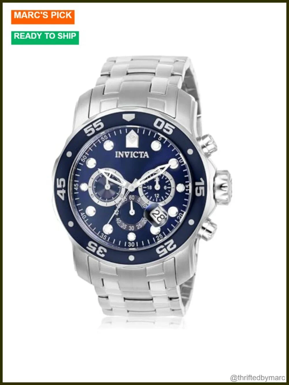Men's Stainless Steel Chronograph Watch 48mm Luminous Hands